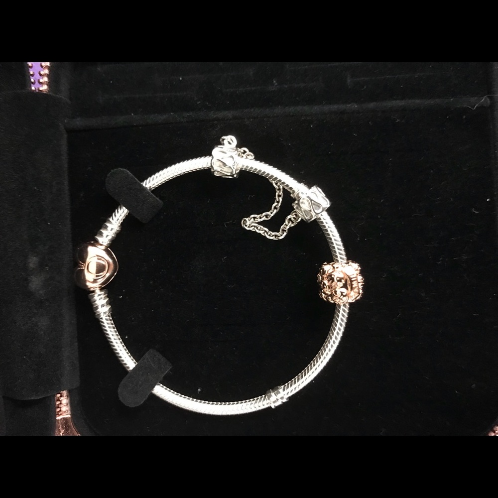 Authentic Rose Gold and Silver Pandora bracelet